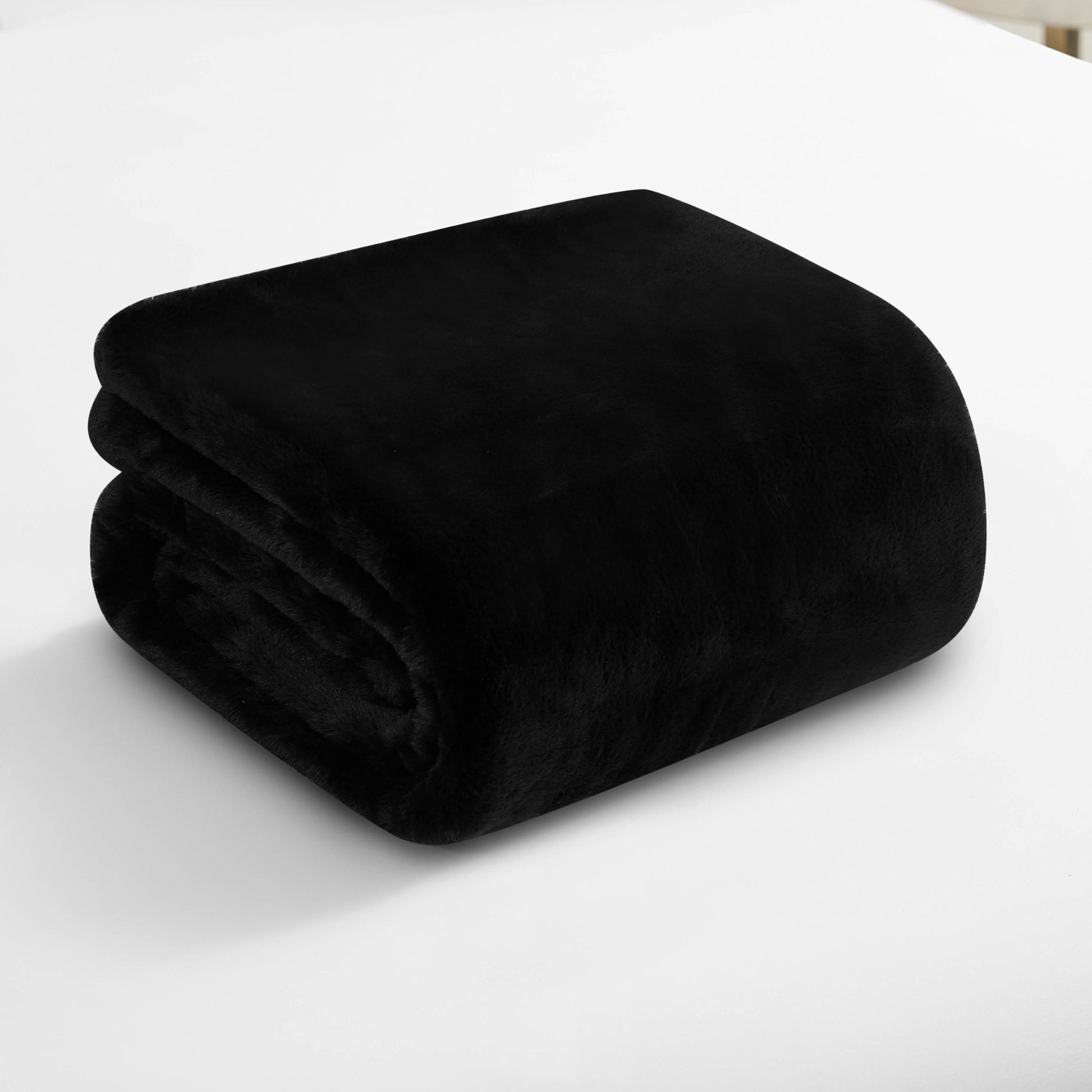 Solid Rabbit Mink Faux Fur Throw Blanket - Black - Juicy Couture