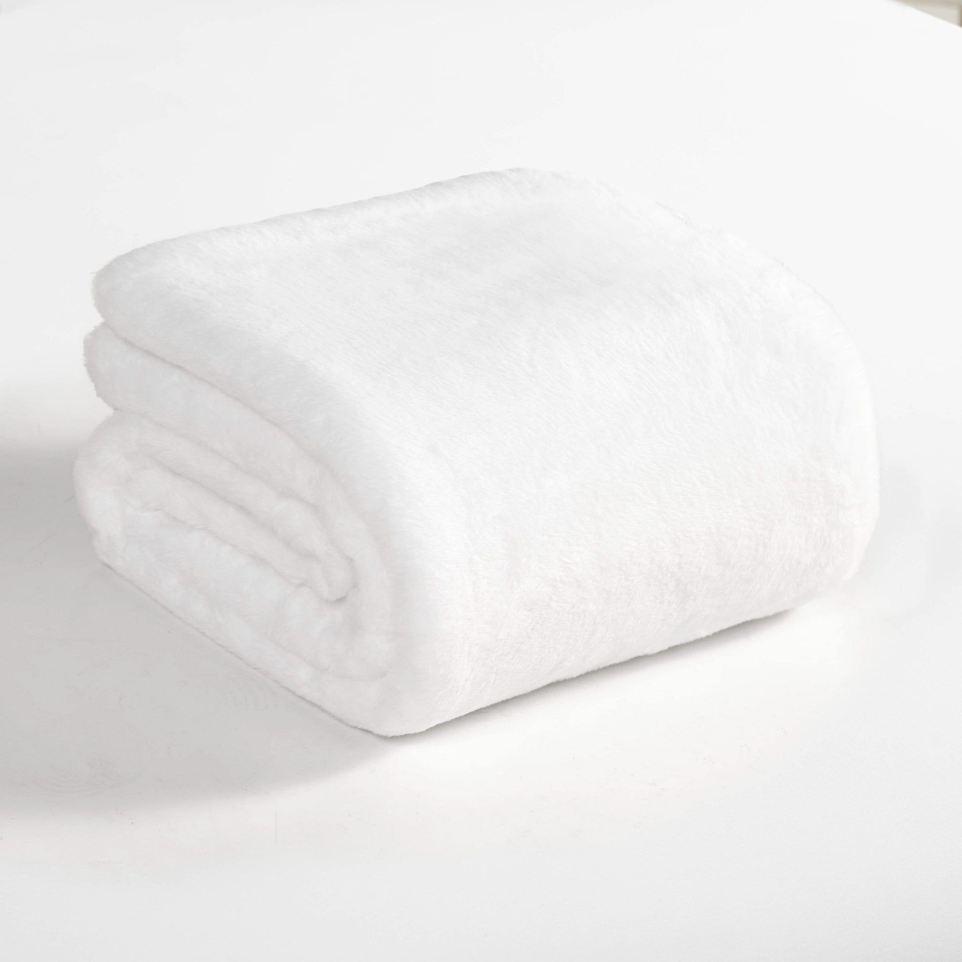 Solid Rabbit Mink Faux Fur Throw Blanket - White - Juicy Couture