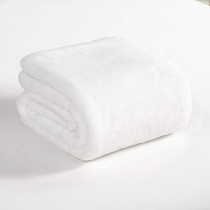 Solid Rabbit Mink Faux Fur Throw Blanket - White - Juicy Couture