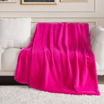 Solid Rabbit Mink Faux Fur Throw Blanket - Hot Pink - Juicy Couture