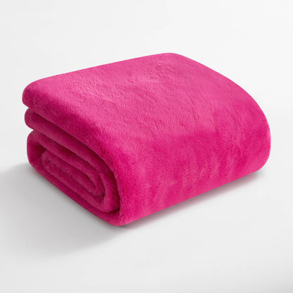 Solid Rabbit Mink Faux Fur Throw Blanket - Hot Pink - Juicy Couture