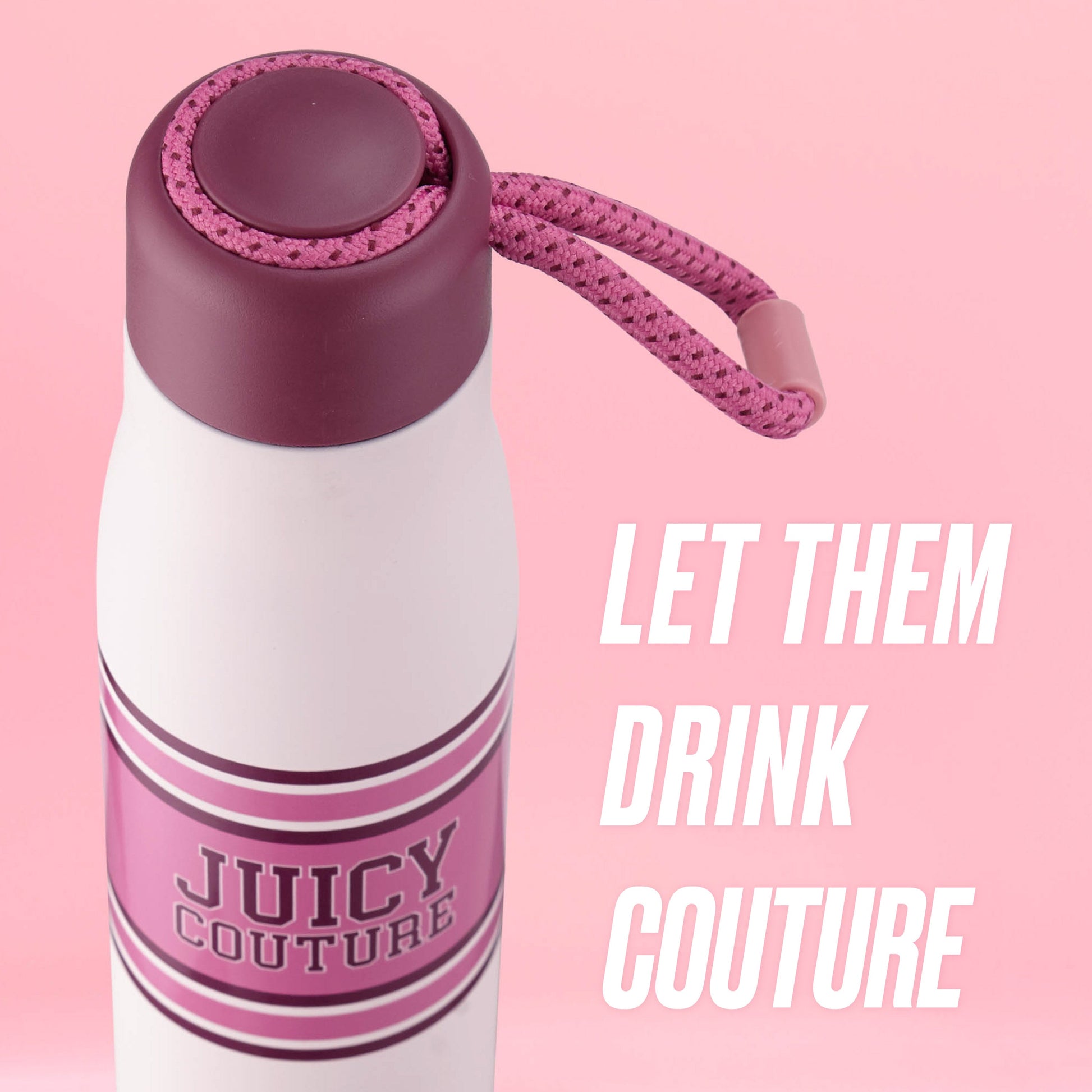 Luxe Loop Hydration Stainless Steel Tumbler - Varsity Logo Dogwood Pink - Juicy Couture