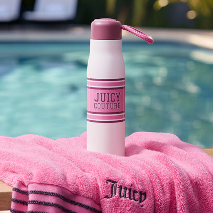 Luxe Loop Hydration Stainless Steel Tumbler - Varsity Logo Dogwood Pink - Juicy Couture