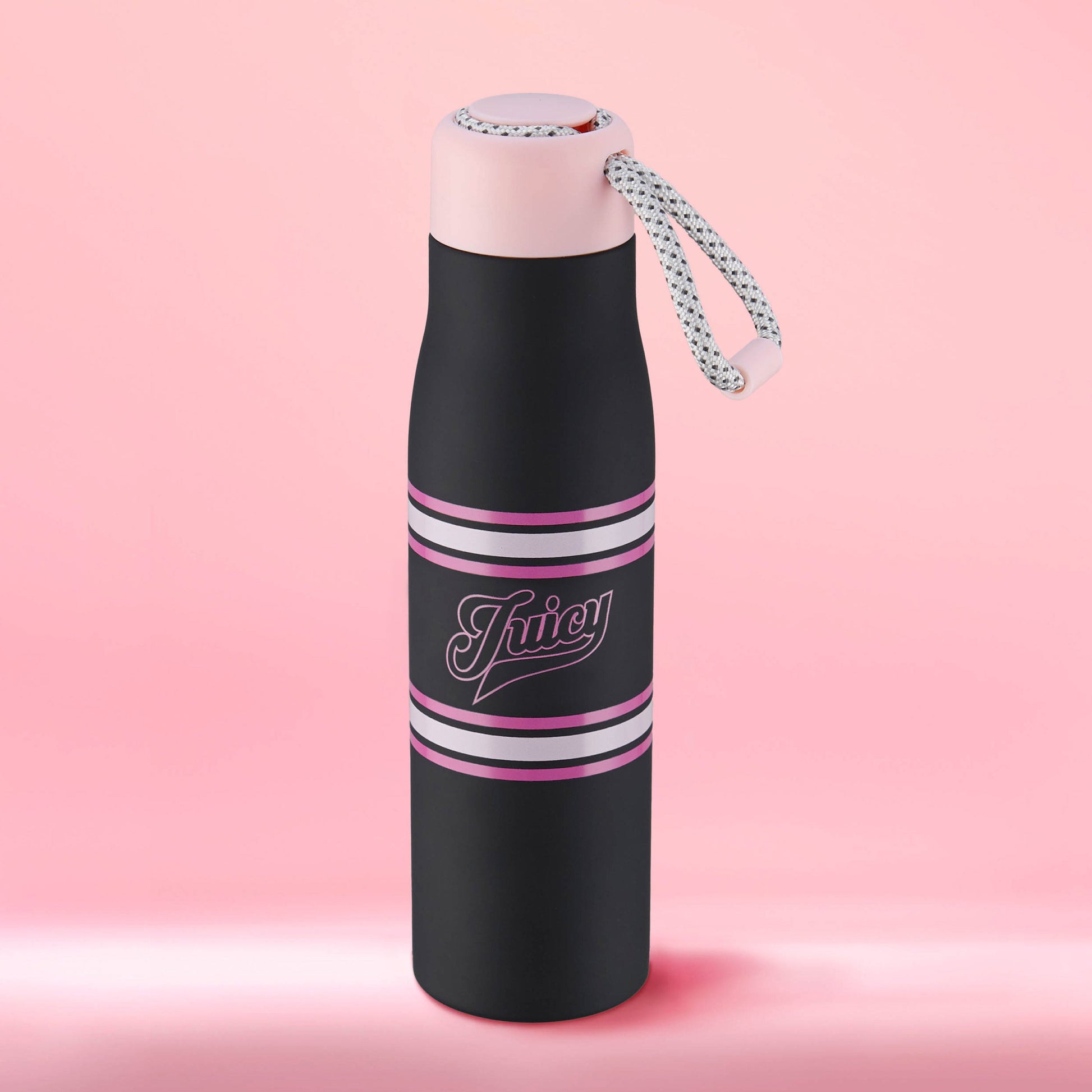 Luxe Loop Hydration Stainless Steel Tumbler - Varsity Logo Black - Juicy Couture