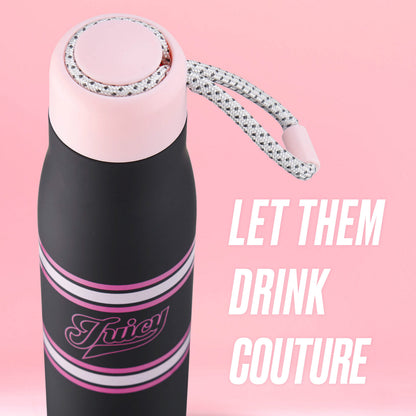 Luxe Loop Hydration Stainless Steel Tumbler - Varsity Logo Black - Juicy Couture