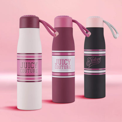 Luxe Loop Hydration Stainless Steel Tumbler - Varsity Logo Black - Juicy Couture
