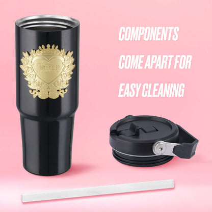 Flip & Sip Hydration Stainless Steel Tumbler - Black - Juicy Couture