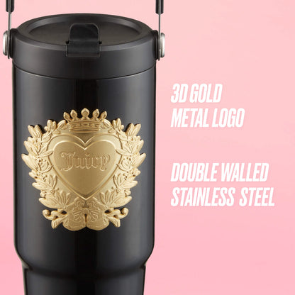 Flip & Sip Hydration Stainless Steel Tumbler - Black - Juicy Couture