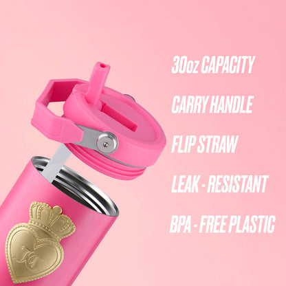 Flip & Sip Hydration Stainless Steel Tumbler - Hot Pink - Juicy Couture