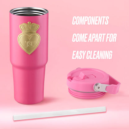 Flip & Sip Hydration Stainless Steel Tumbler - Hot Pink - Juicy Couture