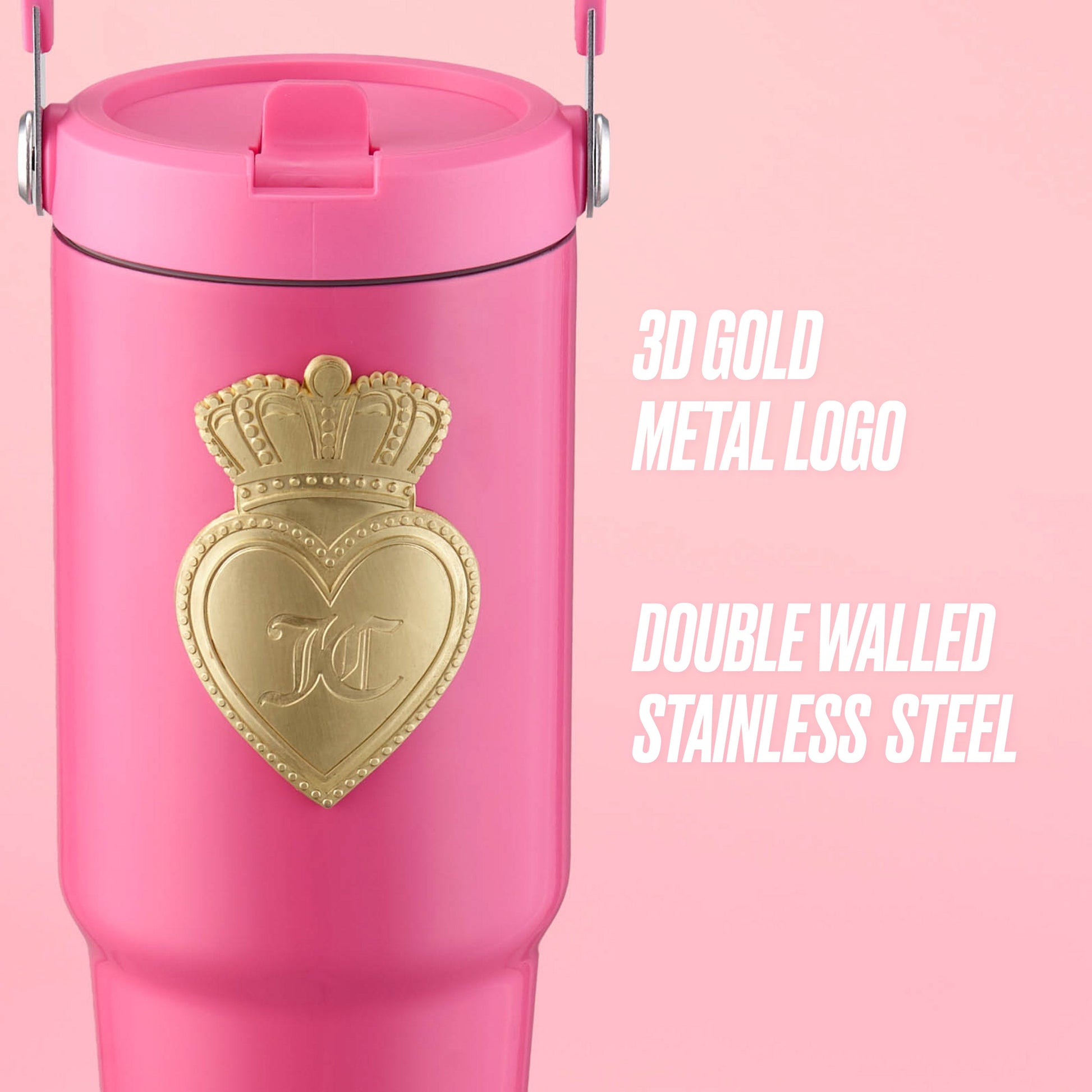 Flip & Sip Hydration Stainless Steel Tumbler - Hot Pink - Juicy Couture