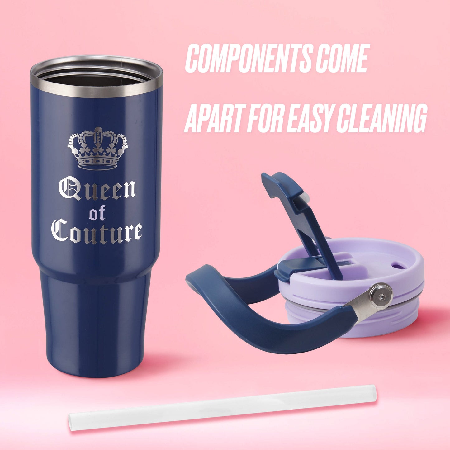 Flip Fusion Hydration Stainless Steel Tumbler - Navy - Juicy Couture