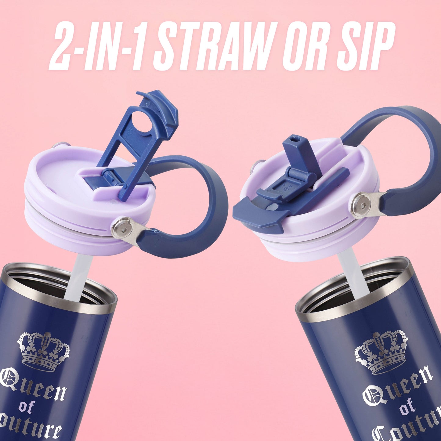 Flip Fusion Hydration Stainless Steel Tumbler - Navy - Juicy Couture