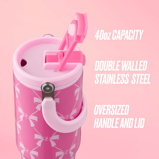 Flip Fusion Hydration Stainless Steel Tumbler - Pink Bows - Juicy Couture