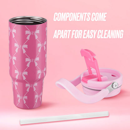 Flip Fusion Hydration Stainless Steel Tumbler - Pink Bows - Juicy Couture