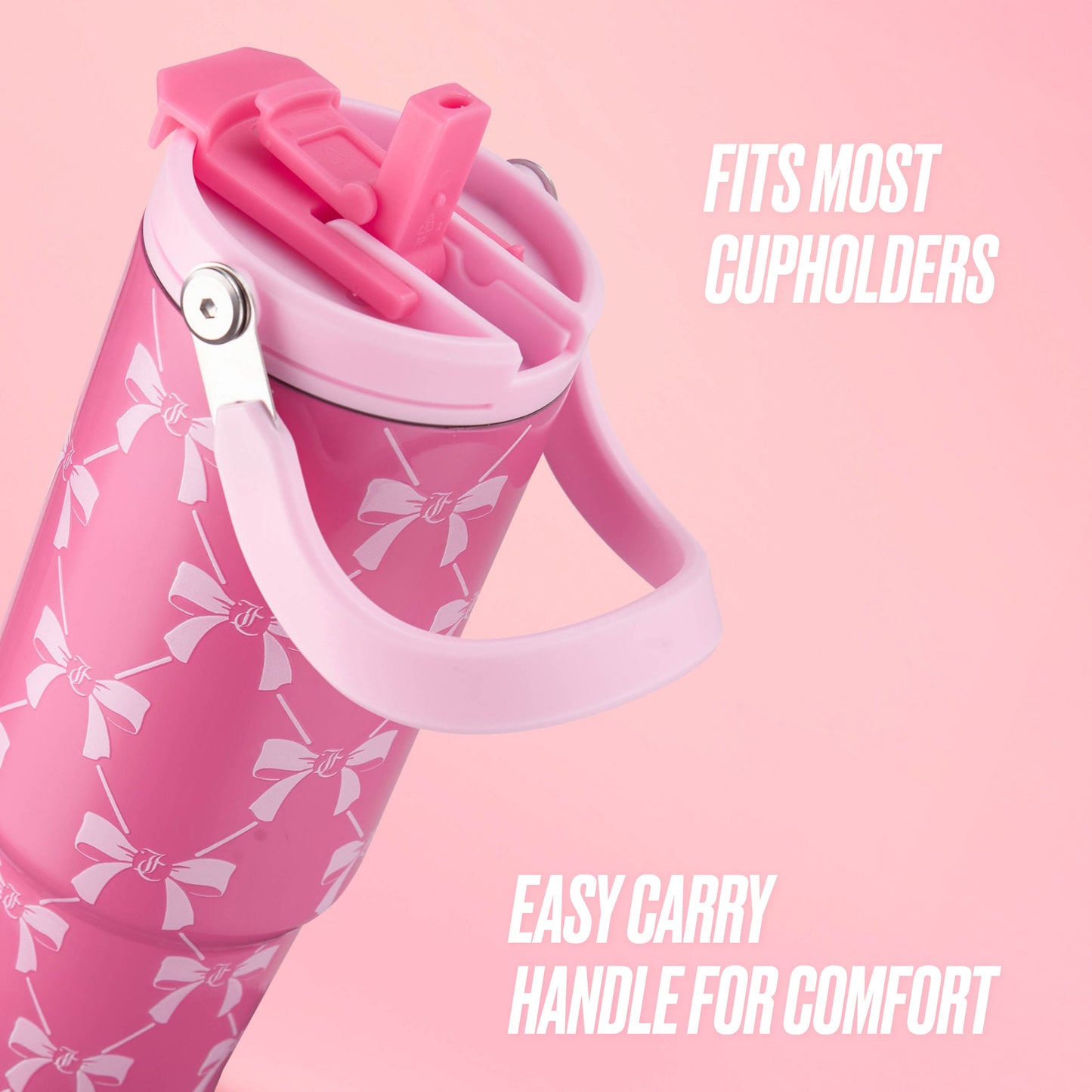 Flip Fusion Hydration Stainless Steel Tumbler - Pink Bows - Juicy Couture
