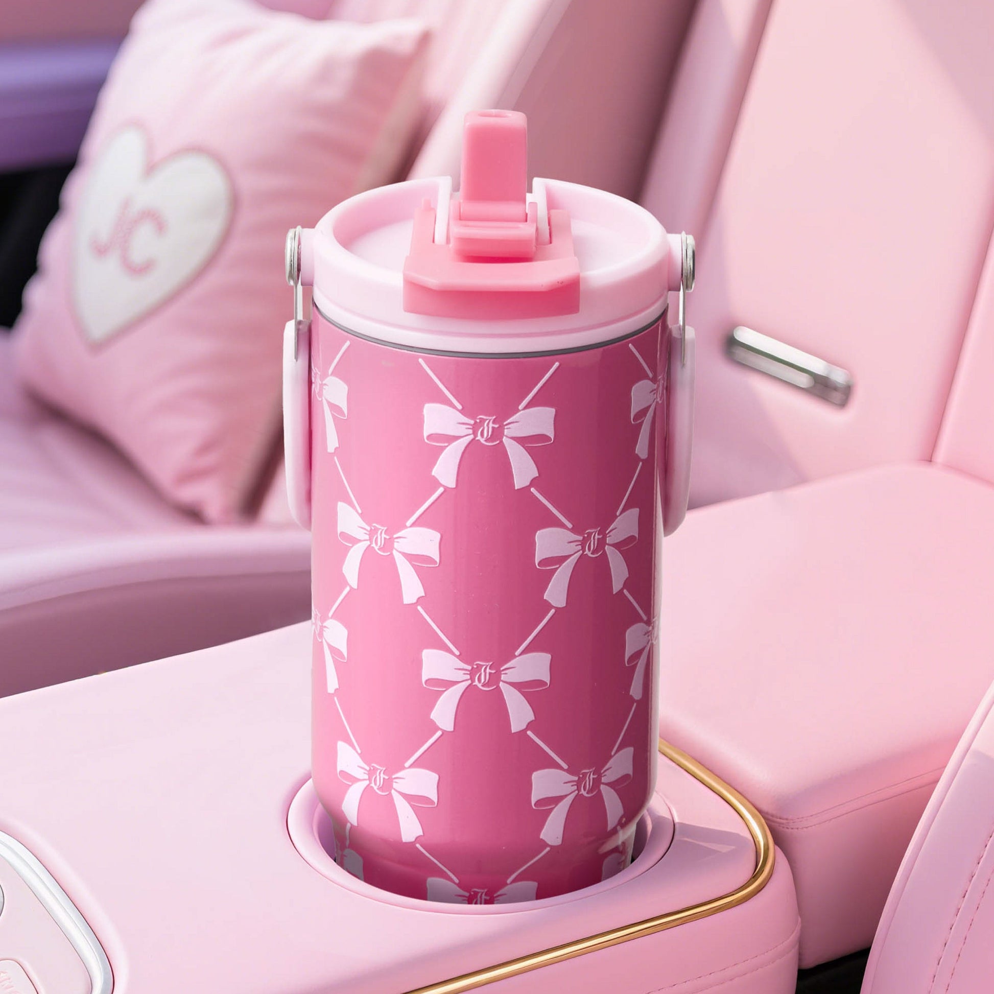 Flip Fusion Hydration Stainless Steel Tumbler - Pink Bows - Juicy Couture