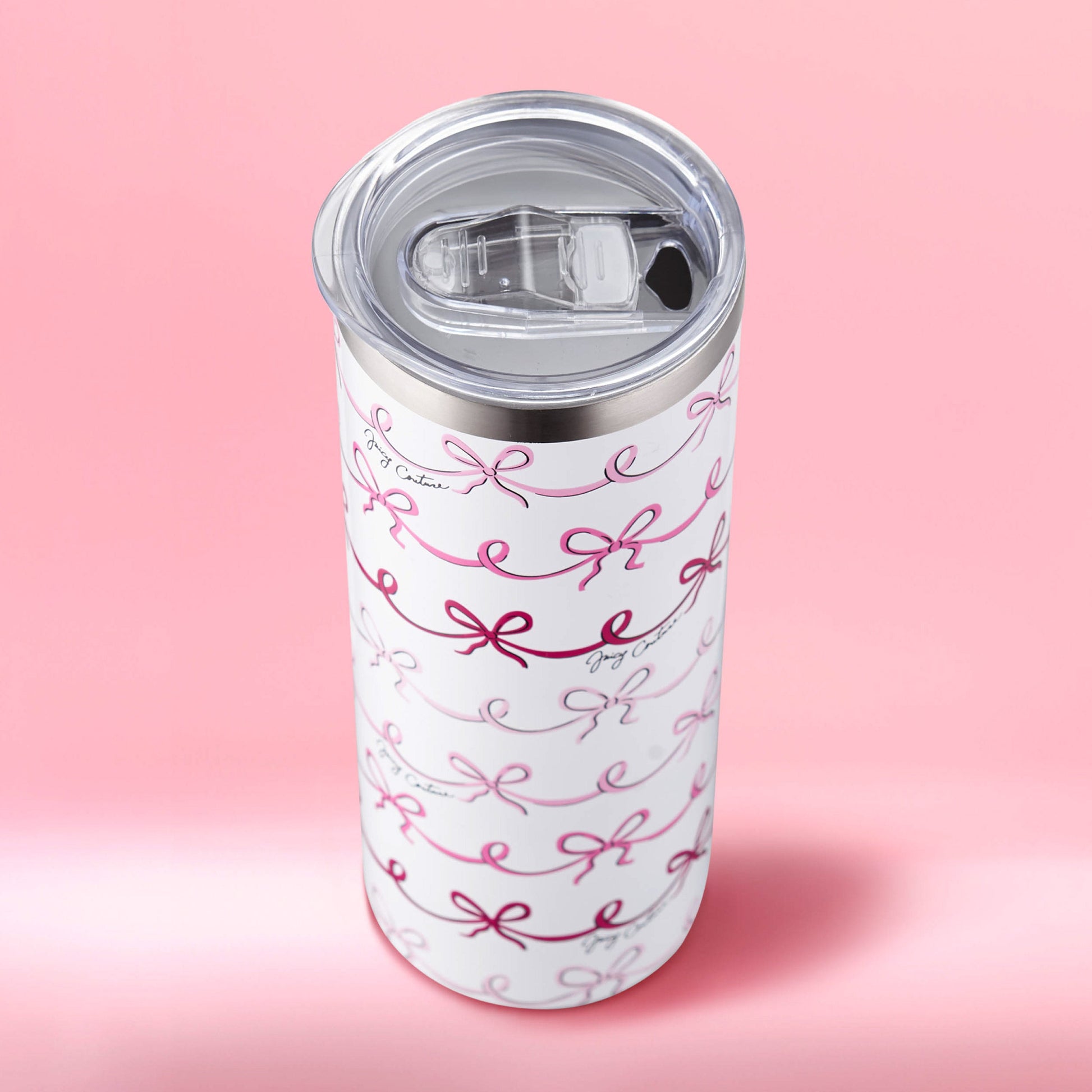 Glam Slip Hydration Stainless Steel Tumbler - Pink Doodle Bows - Juicy Couture