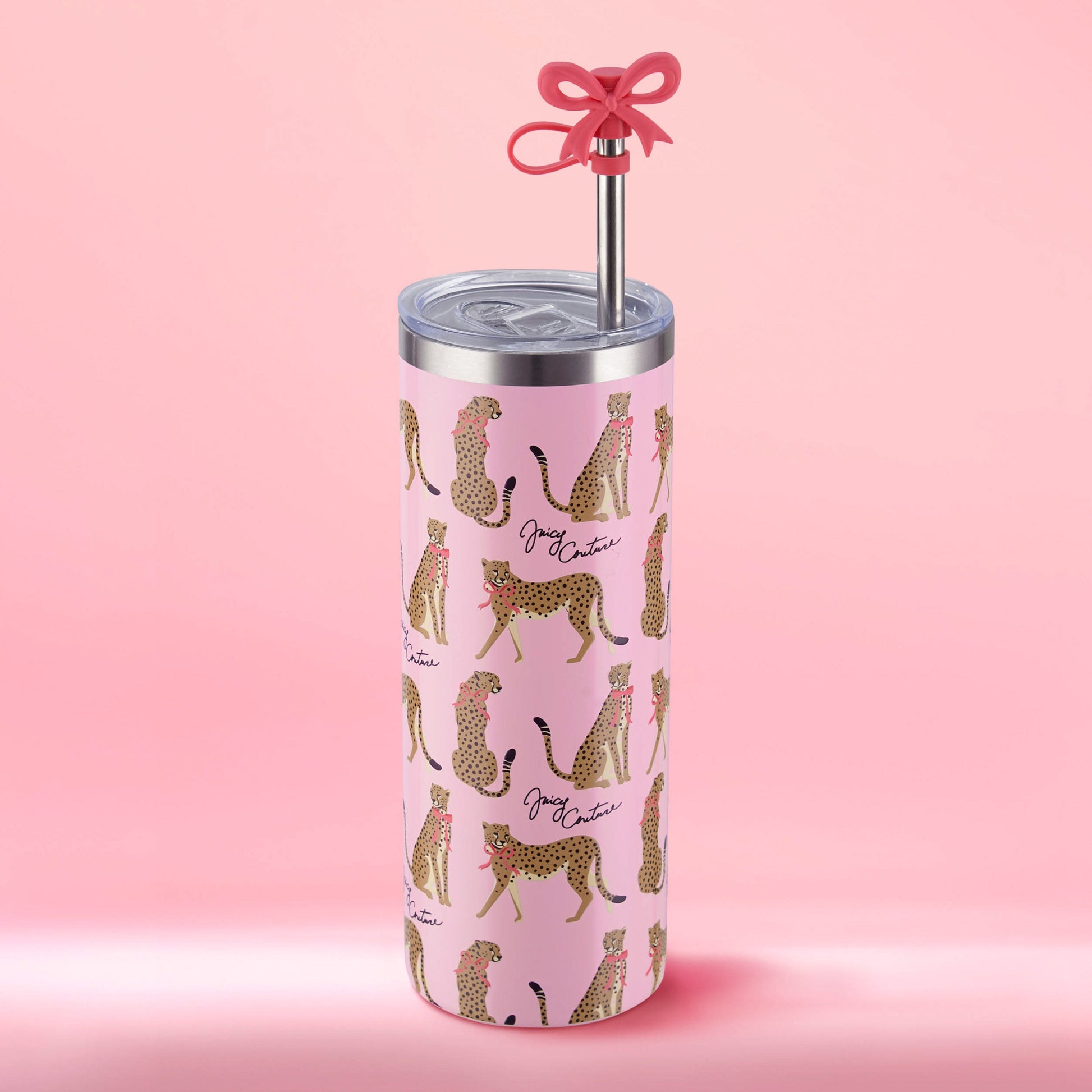 Glam Slip Hydration Stainless Steel Tumbler - Pink Cheetahs - Juicy Couture