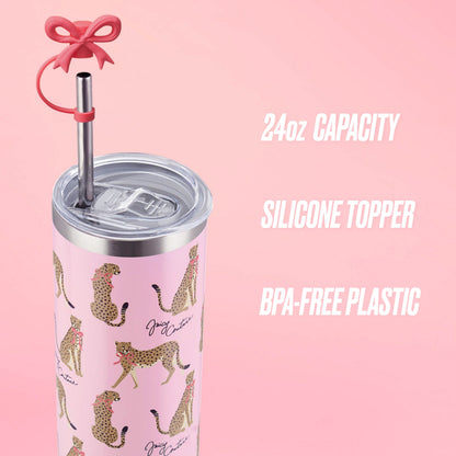 Glam Slip Hydration Stainless Steel Tumbler - Pink Cheetahs - Juicy Couture