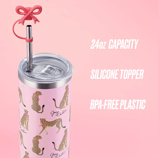 Glam Slip Hydration Stainless Steel Tumbler - Pink Cheetahs - Juicy Couture