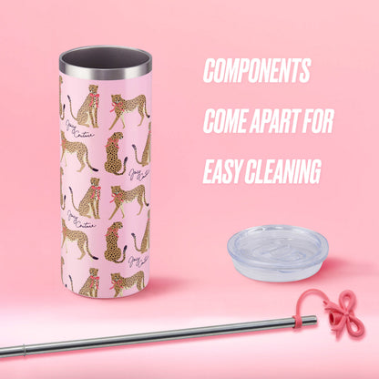 Glam Slip Hydration Stainless Steel Tumbler - Pink Cheetahs - Juicy Couture