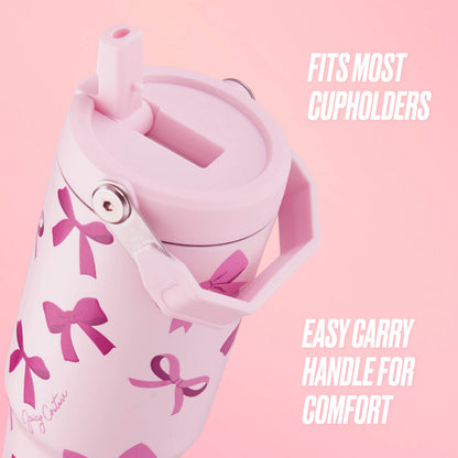Flip & Sip Hydration Stainless Steel Tumbler - Tossed Pink Bows - Juicy Couture