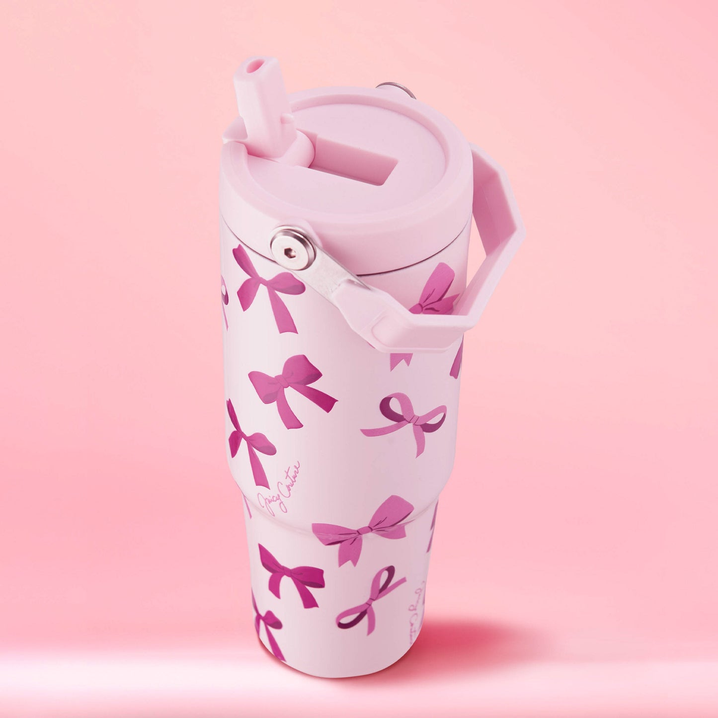 Flip & Sip Hydration Stainless Steel Tumbler - Tossed Pink Bows - Juicy Couture