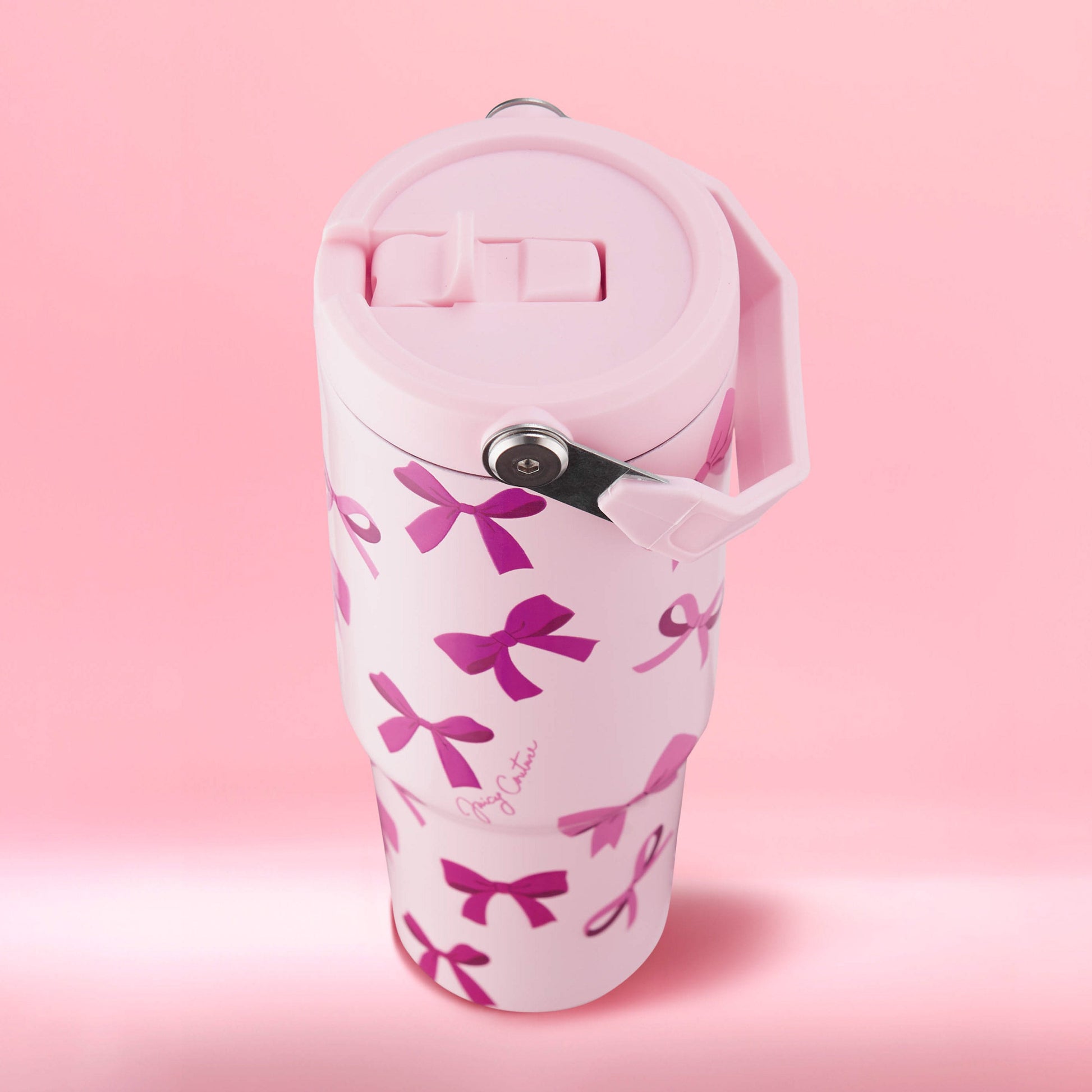 Flip & Sip Hydration Stainless Steel Tumbler - Tossed Pink Bows - Juicy Couture