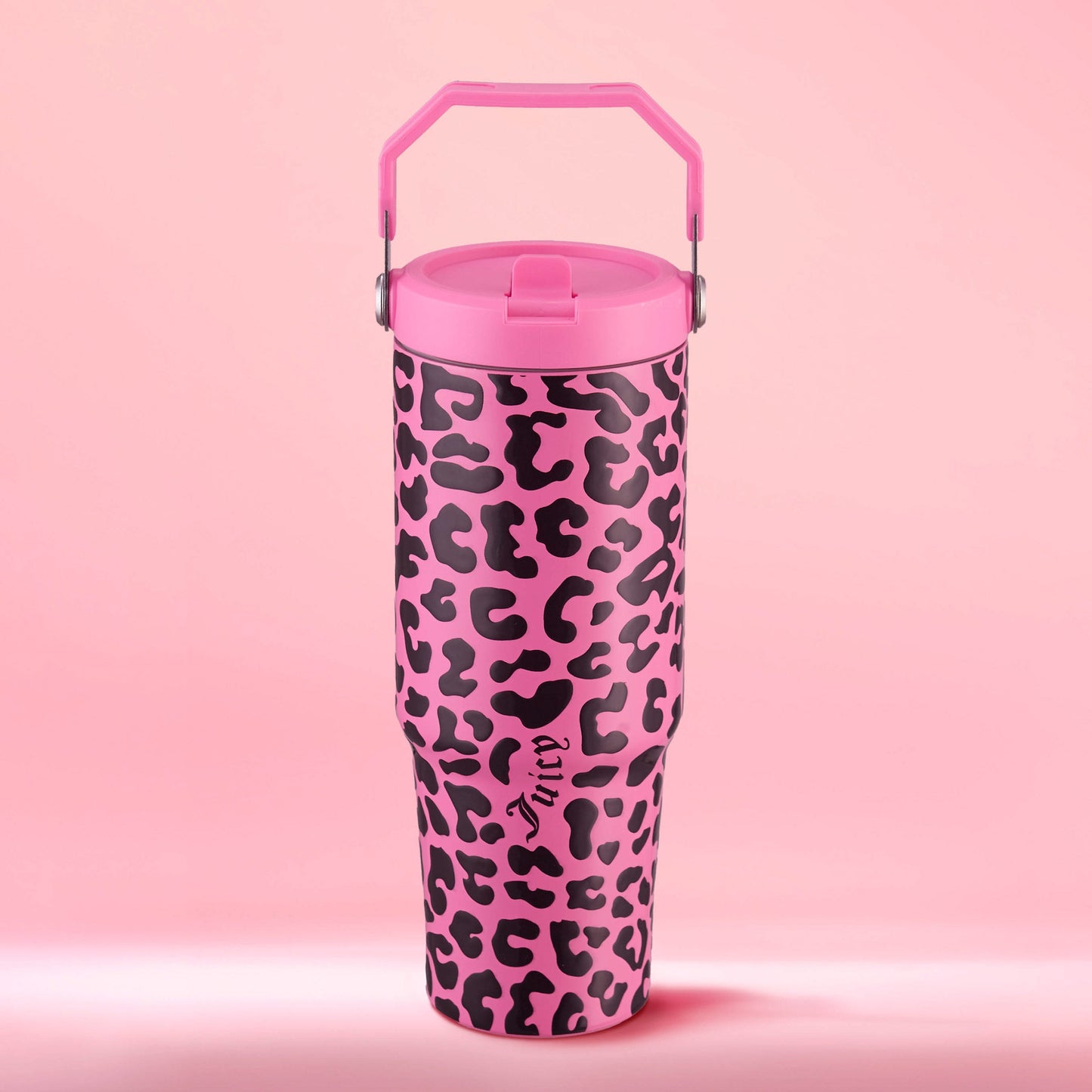 Flip & Sip Hydration Stainless Steel Tumbler - Hot Pink Leopard - Juicy Couture
