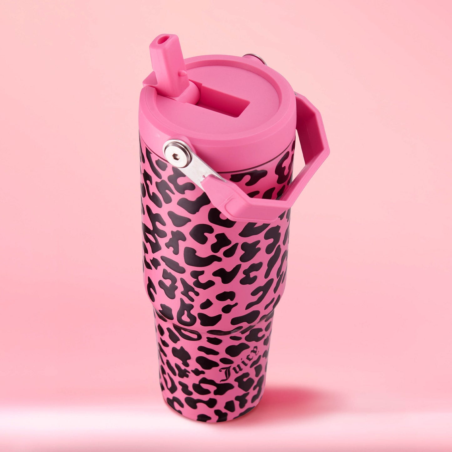 Flip & Sip Hydration Stainless Steel Tumbler - Hot Pink Leopard - Juicy Couture