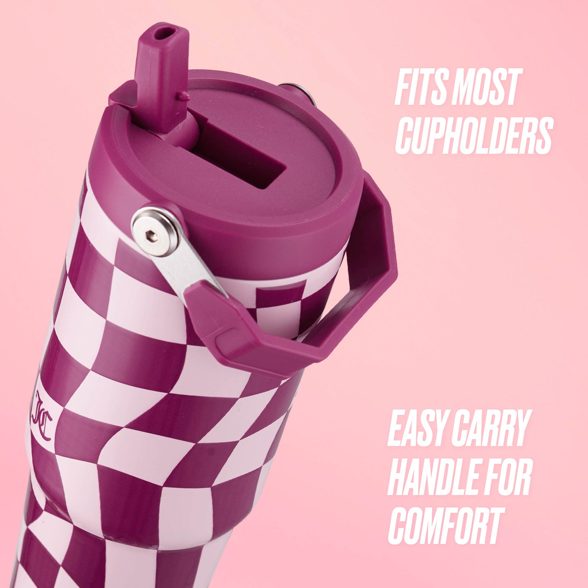 Flip & Sip Hydration Stainless Steel Tumbler - Pink Wavy Check - Juicy Couture