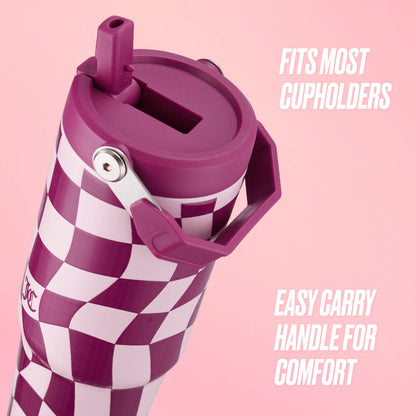 Flip & Sip Hydration Stainless Steel Tumbler - Pink Wavy Check - Juicy Couture
