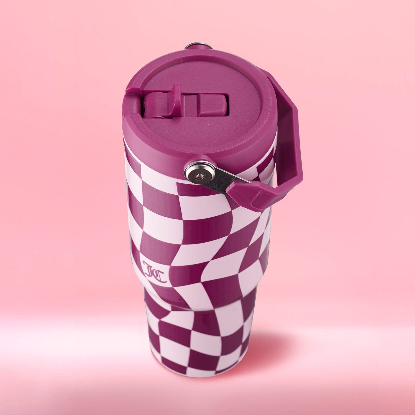 Flip & Sip Hydration Stainless Steel Tumbler - Pink Wavy Check - Juicy Couture