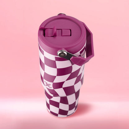Flip & Sip Hydration Stainless Steel Tumbler - Pink Wavy Check - Juicy Couture