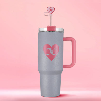 Jetsetter Hydration Stainless Steel Tumbler, 40 oz - Glitter Silver - Juicy Couture