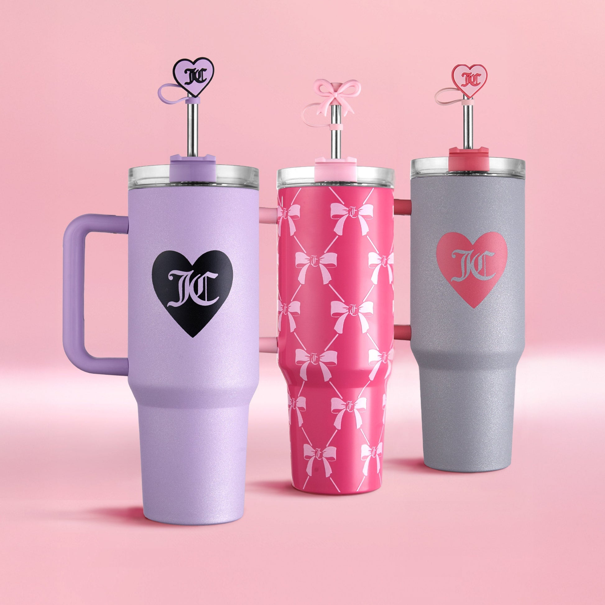 Jetsetter Hydration Stainless Steel Tumbler, 40 oz - Glitter Silver - Juicy Couture