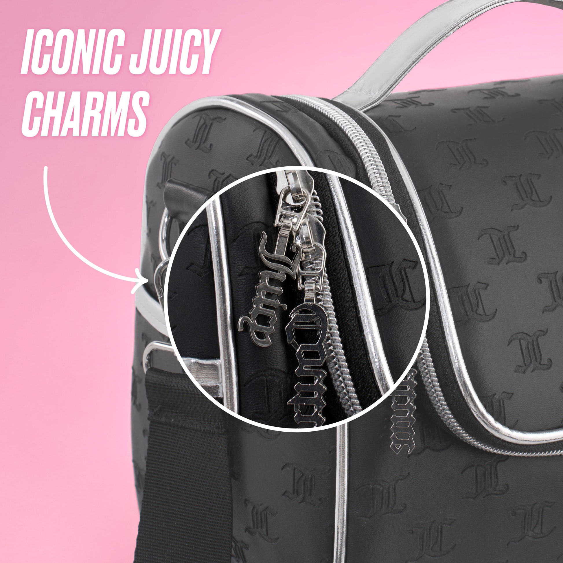 Lunch Purse Cooler Bag - Black Embossed Logo - Juicy Couture