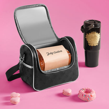 Lunch Purse Cooler Bag - Black Embossed Logo - Juicy Couture
