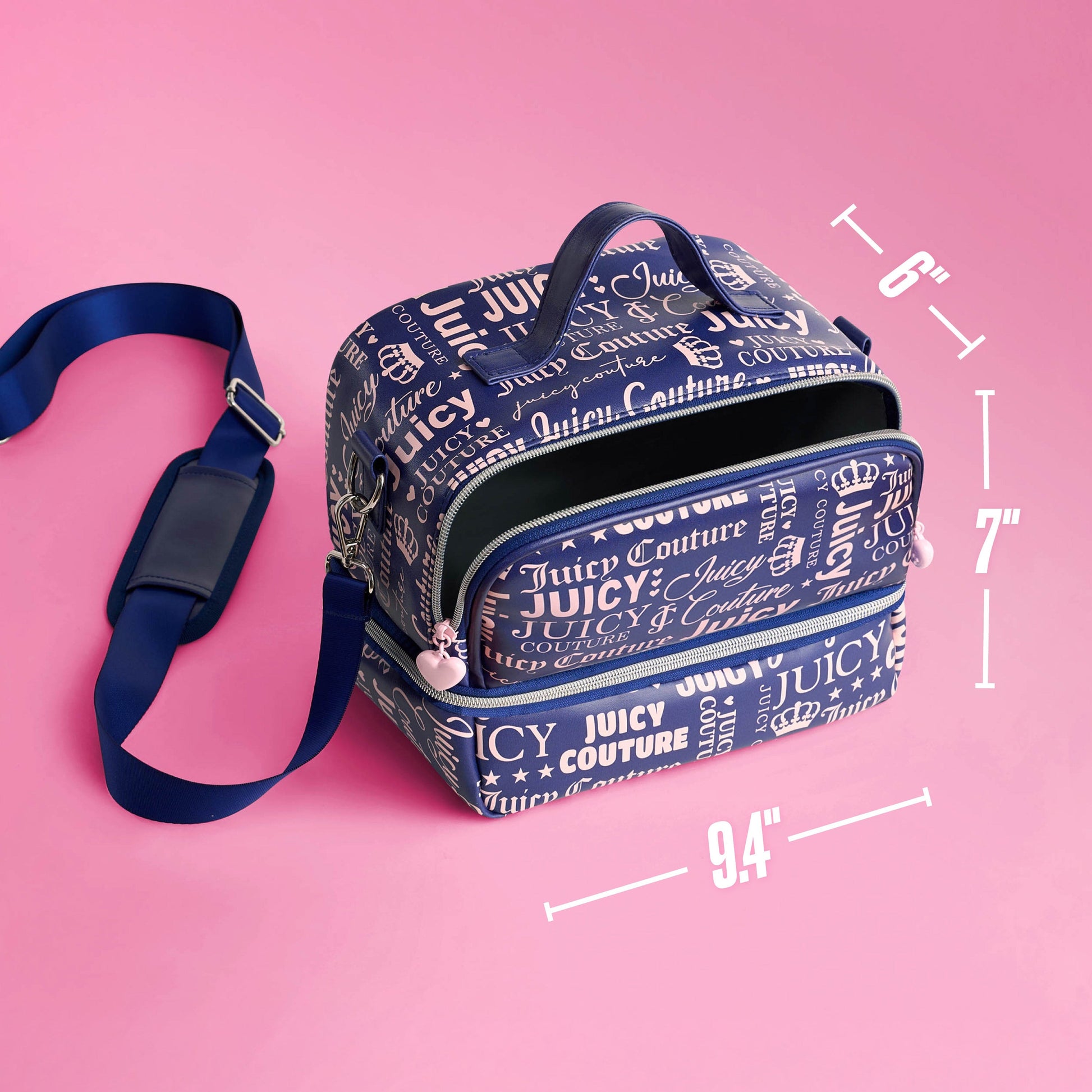 Double Zip Chill Cooler Bag - Navy Repeat Logo - Juicy Couture