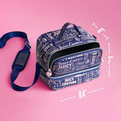Double Zip Chill Cooler Bag - Navy Repeat Logo - Juicy Couture