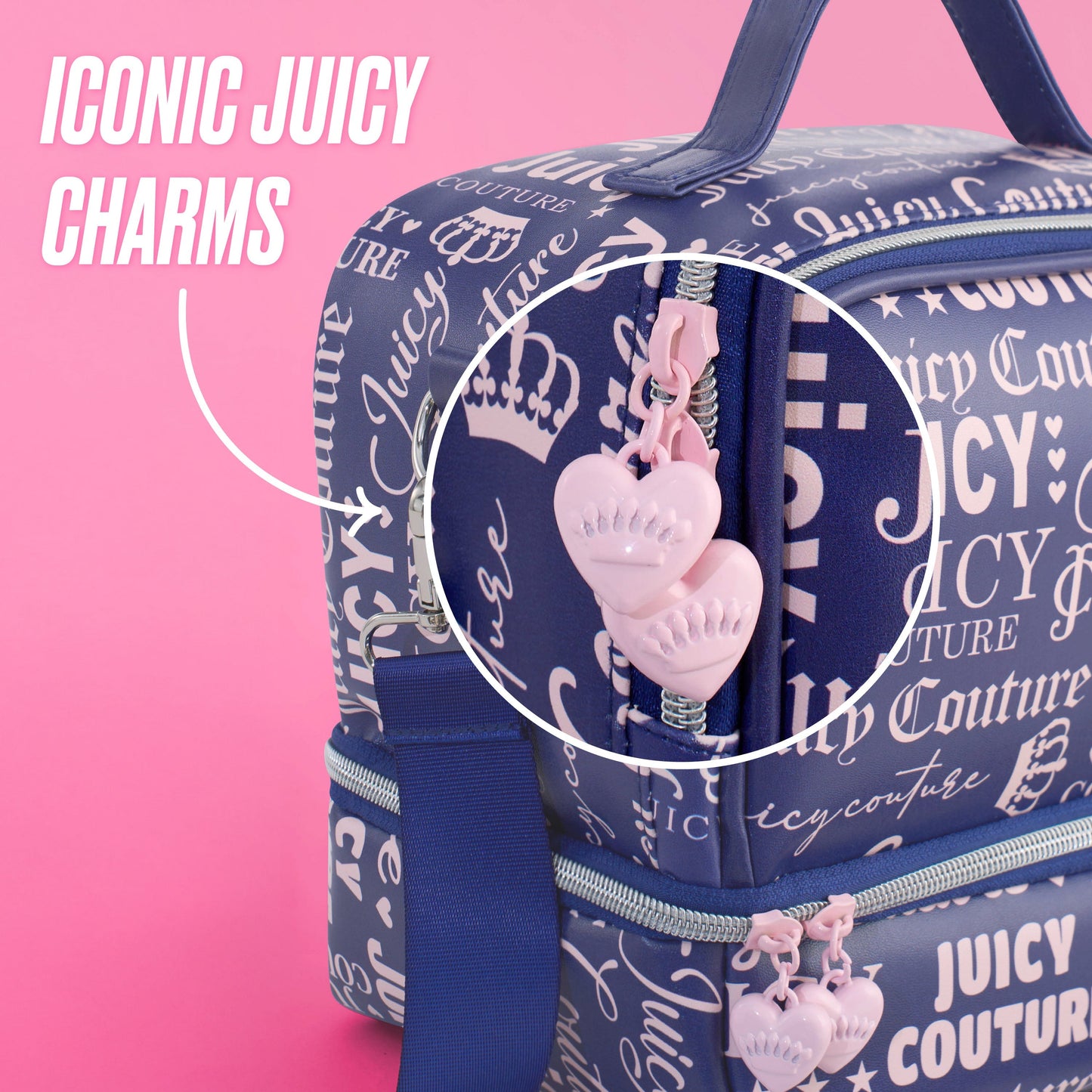 Double Zip Chill Cooler Bag - Navy Repeat Logo - Juicy Couture