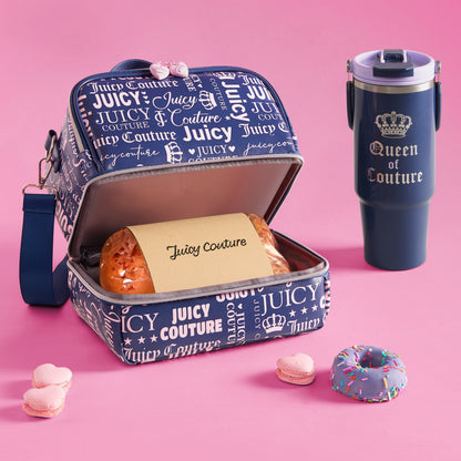 Double Zip Chill Cooler Bag - Navy Repeat Logo - Juicy Couture