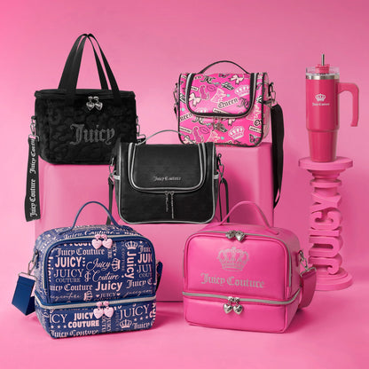 Double Zip Chill Cooler Bag - Navy Repeat Logo - Juicy Couture