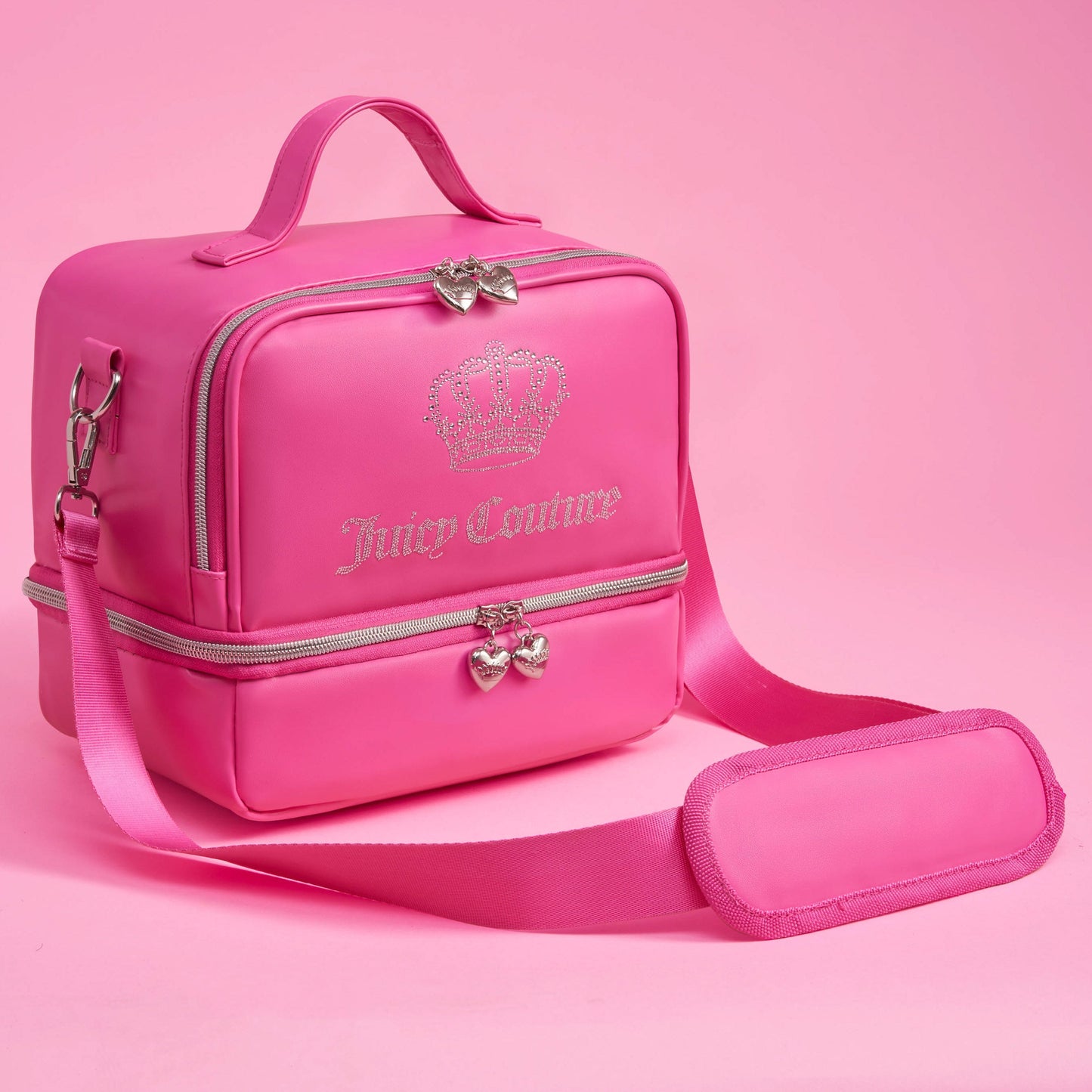 Double Zip Chill Cooler Bag - Pink Crown Logo - Juicy Couture