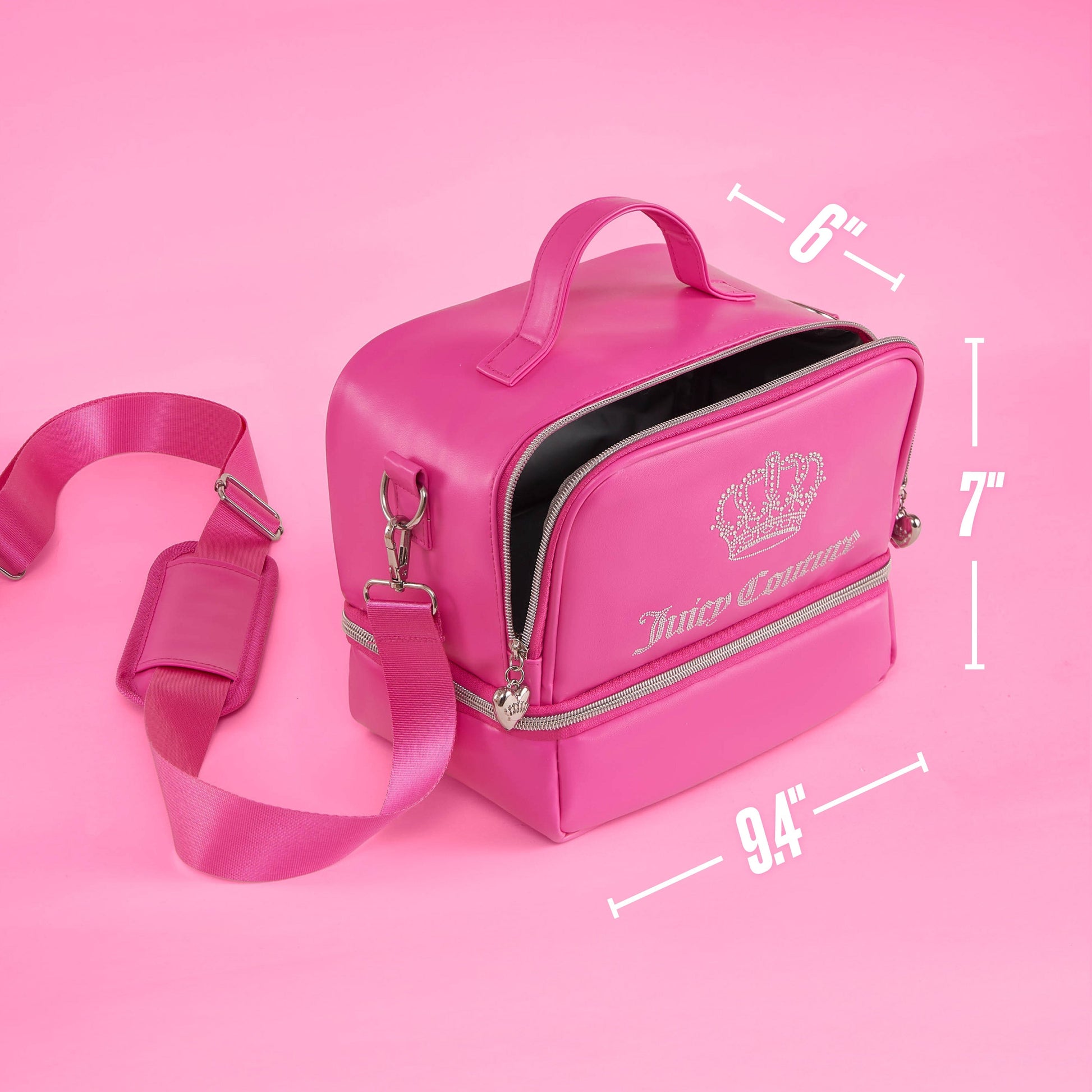 Double Zip Chill Cooler Bag - Pink Crown Logo - Juicy Couture