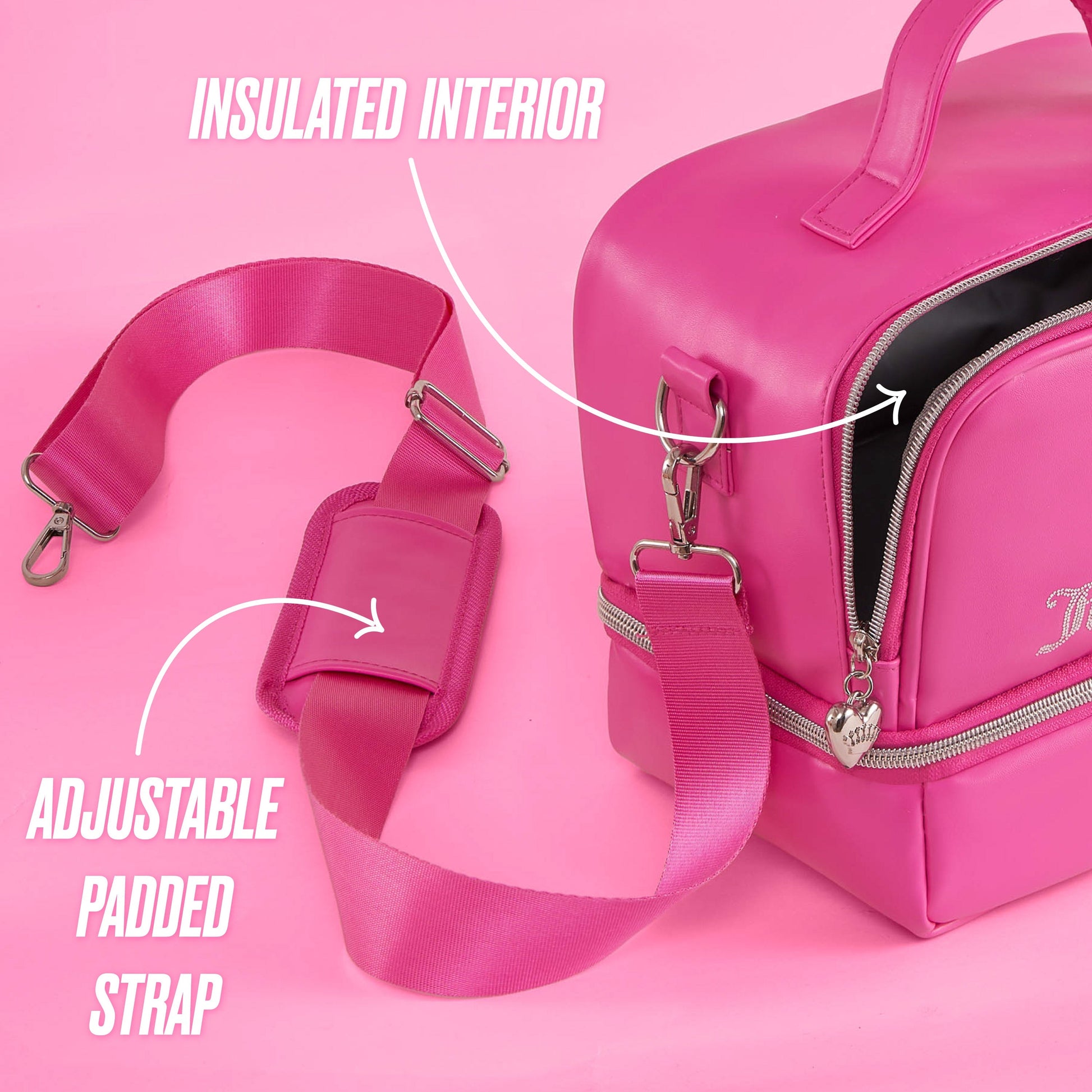 Double Zip Chill Cooler Bag - Pink Crown Logo - Juicy Couture