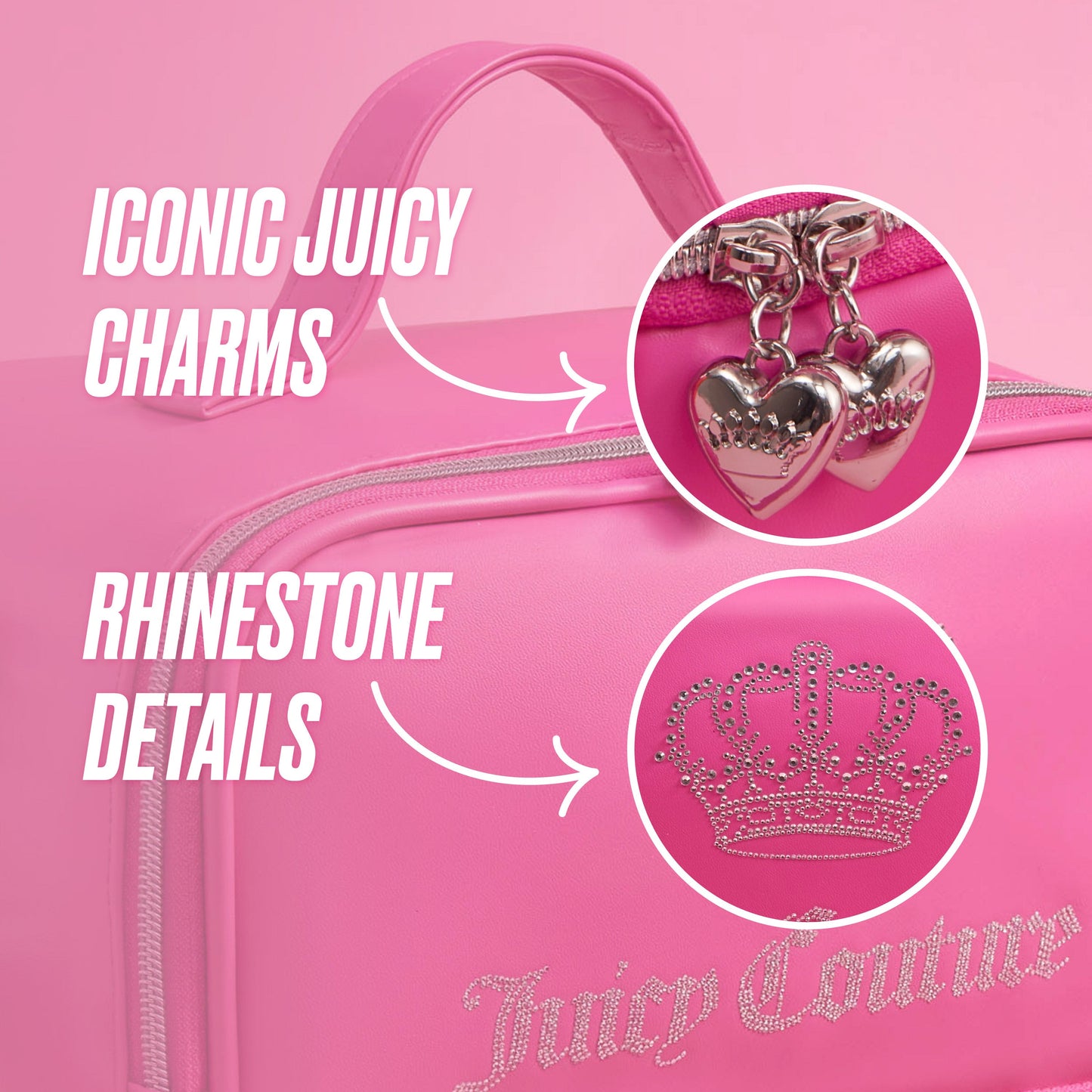 Double Zip Chill Cooler Bag - Pink Crown Logo - Juicy Couture
