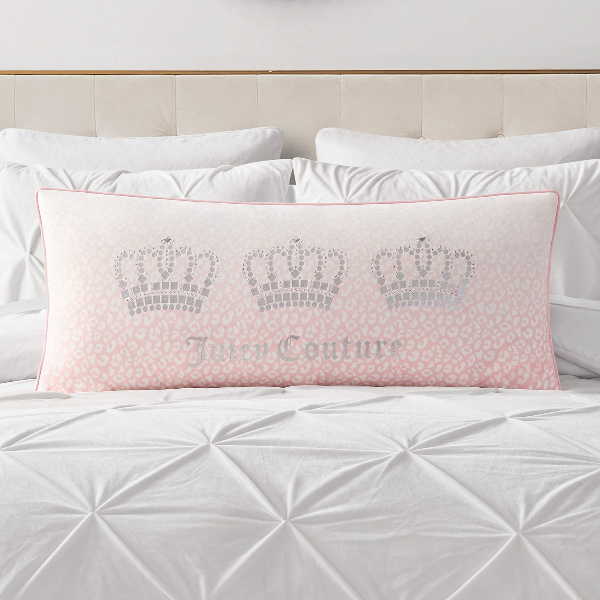 Royal Crowns Decorative Pillow - Royal Crowns Pink Leopard - Juicy Couture