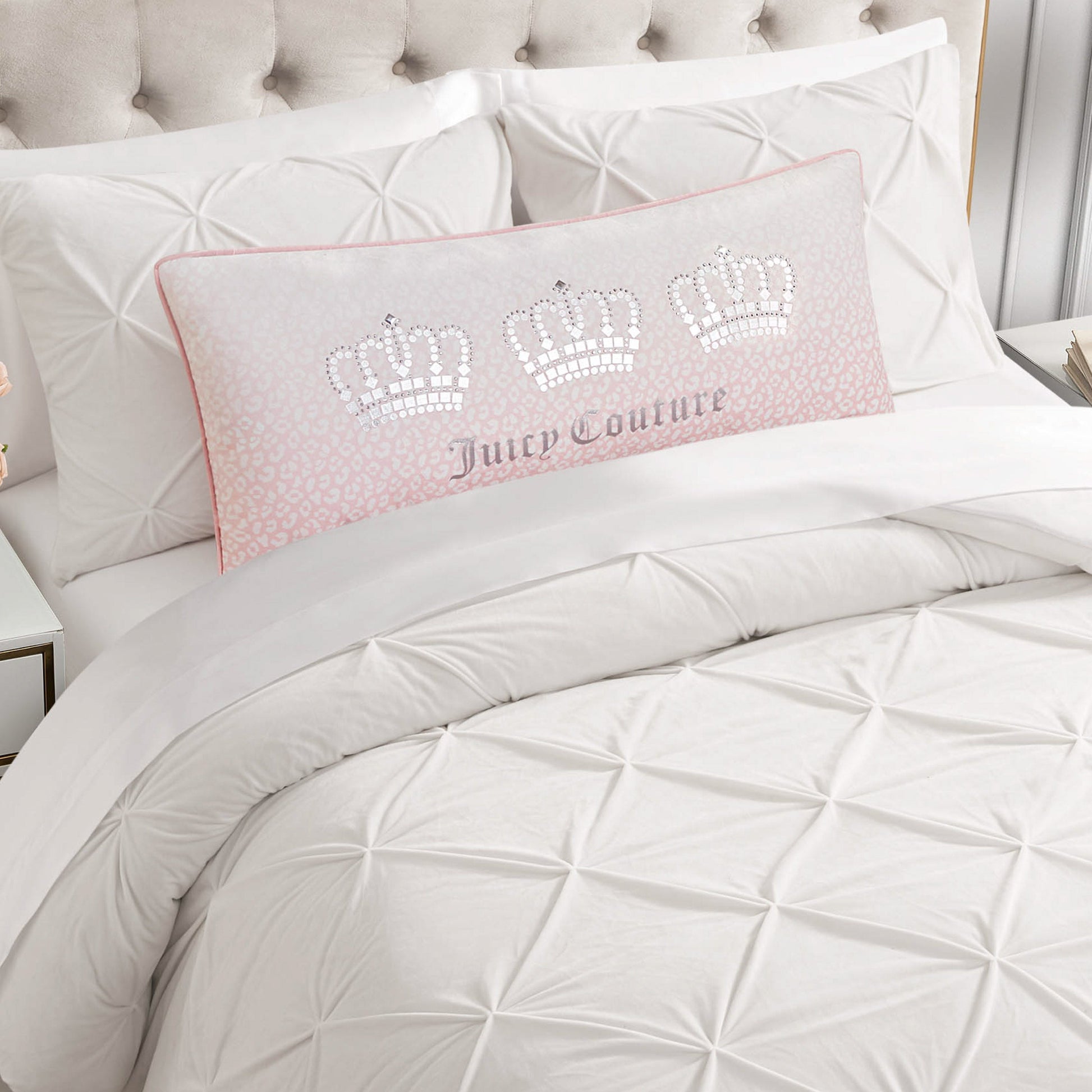 Royal Crowns Decorative Pillow - Royal Crowns Pink Leopard - Juicy Couture